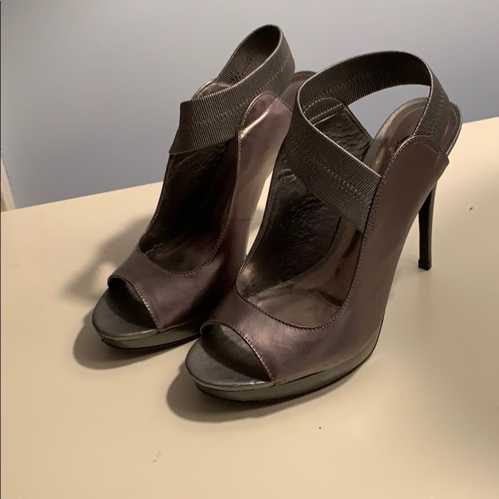 Leather Charcoal Heels